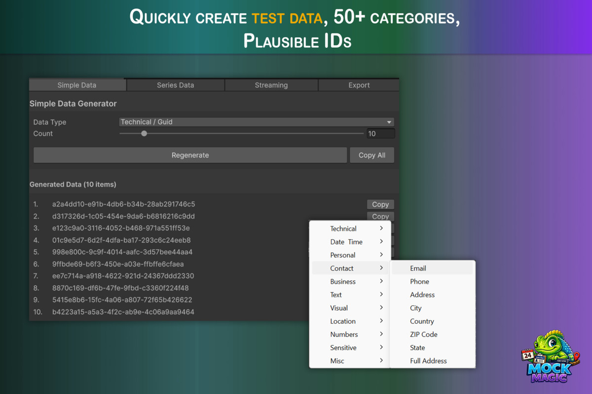 Mock Magic - Realistic Test Data Generator for Unity, image 2