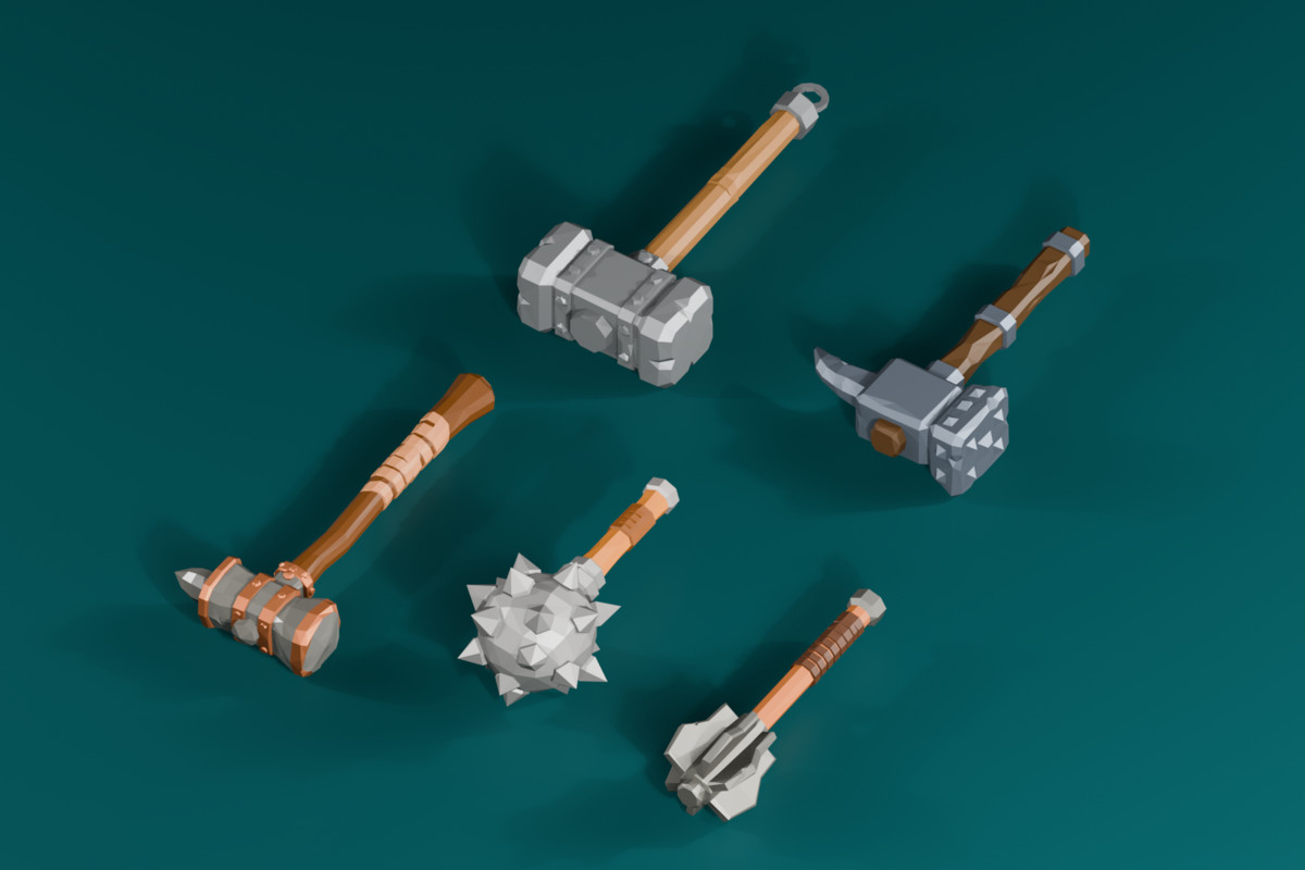 Low Poly Stylized Medieval Weapons & Shields