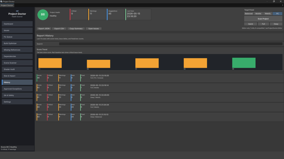 Project Doctor PRO - Health Scanner, Build Optimizer & Missing Reference Finder