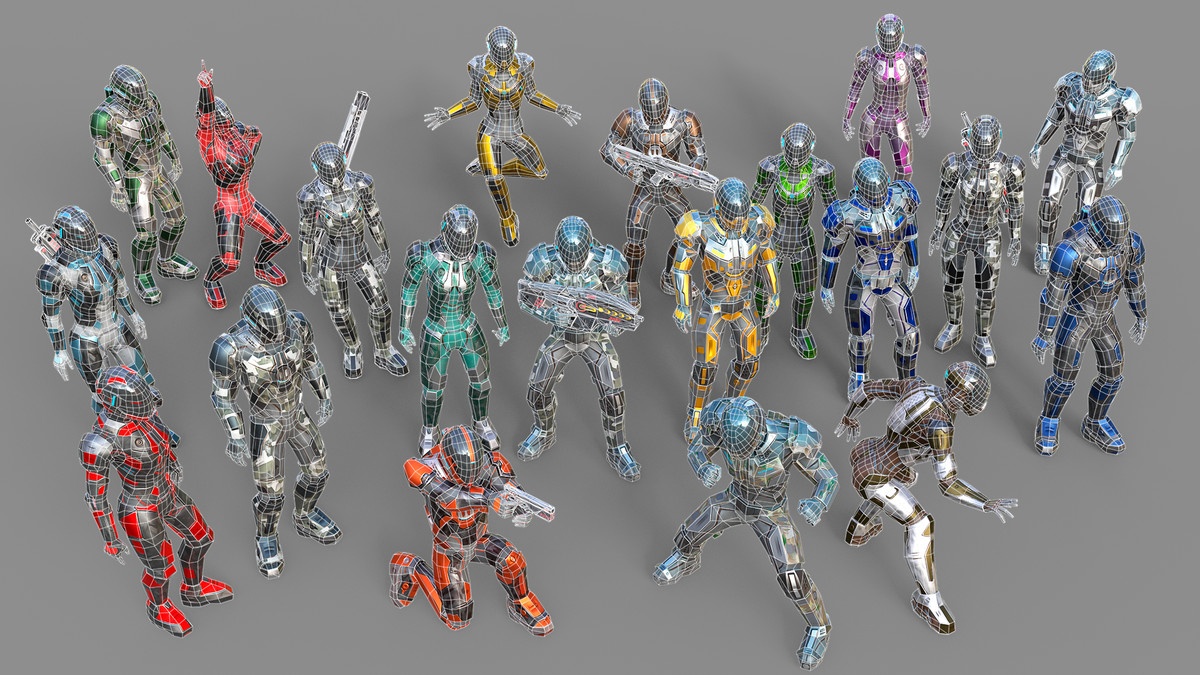 Low-poly Sci-Fi Troopers Bundle