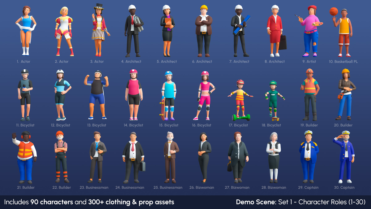 City Characters - Low Poly 3D Models Pack