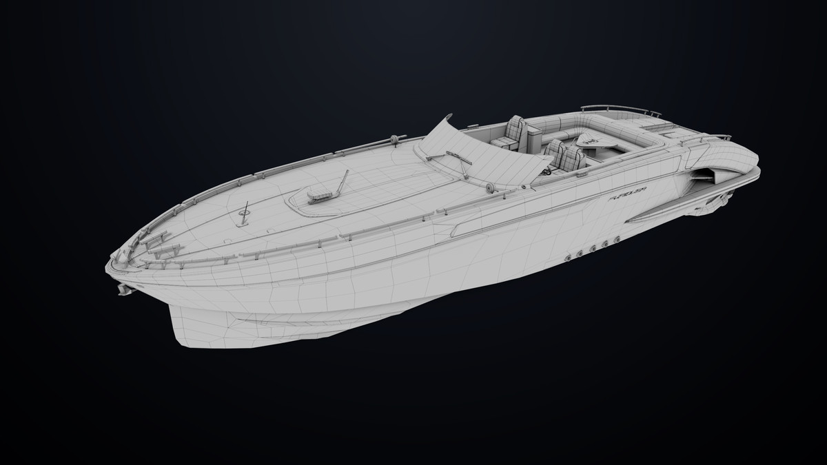 Yacht Boat 01 Black with Interior HDRP URP Textures