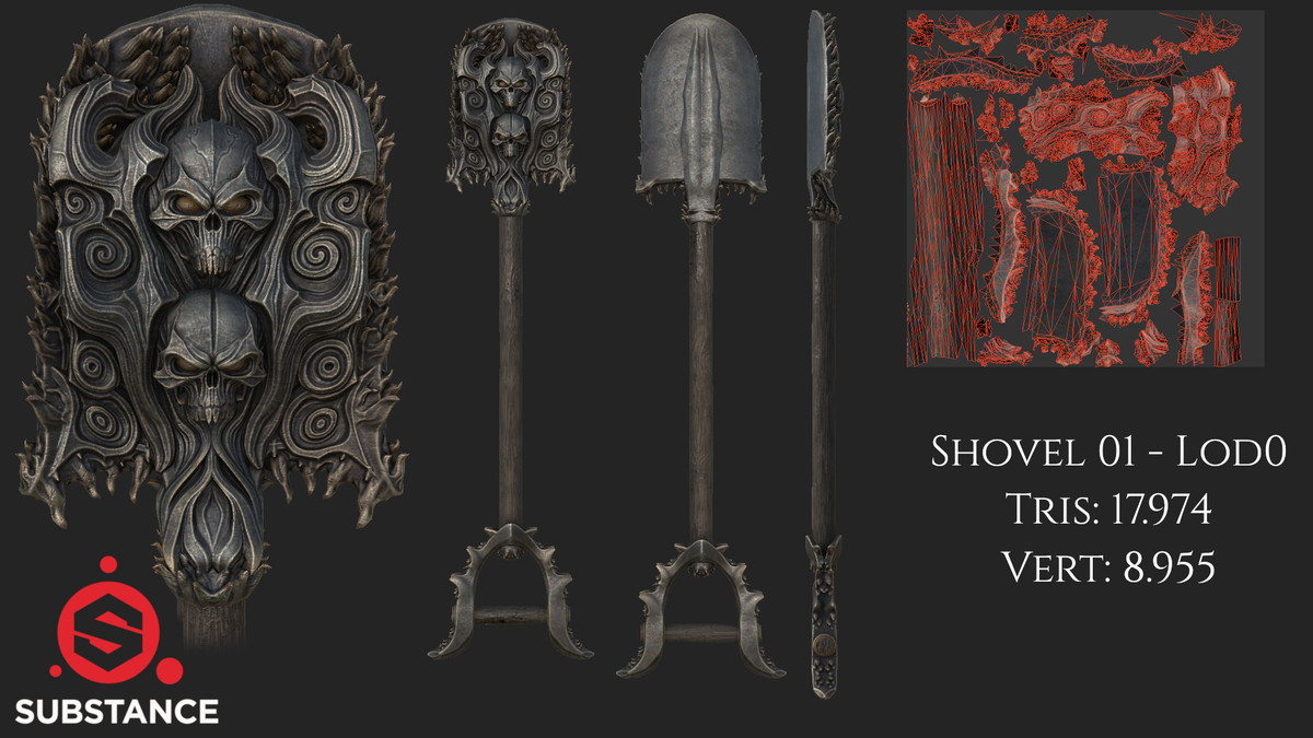 5 Dark Fantasy Shovels / Spades