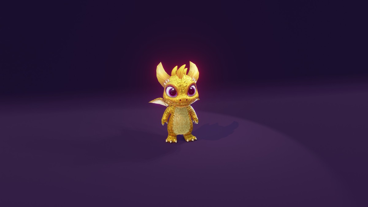 Cartoon Gold Dragon 3D Model (Low-Poly, Game-Ready, Animated, Built-In)