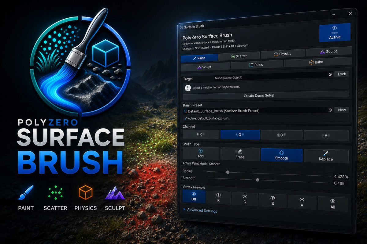Surface Brush Studio — Paint, Scatter & Physics Placement