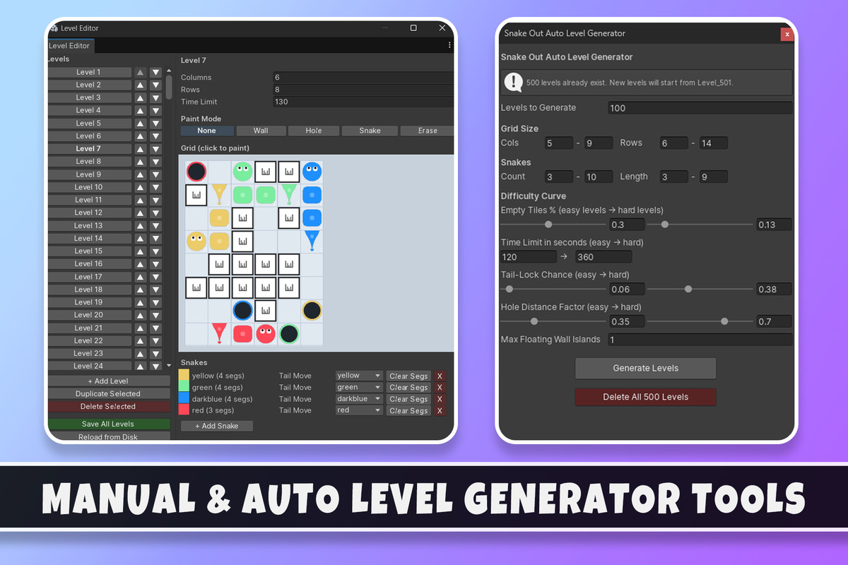 Snake Out | 2D Puzzle Template + Editor
