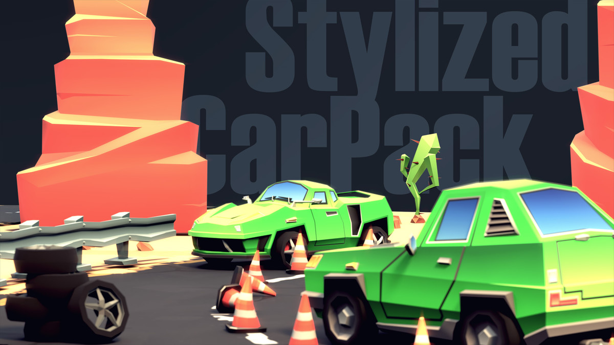 Stylized Low-poly Car Pack & gradient texture