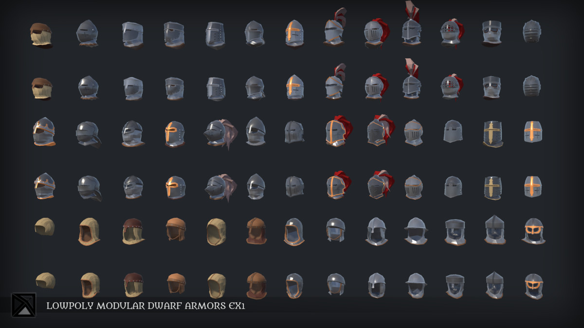 Lowpoly Dwarfs Modular Armors Ex1 - MEDIEVAL FANTASY SERIES