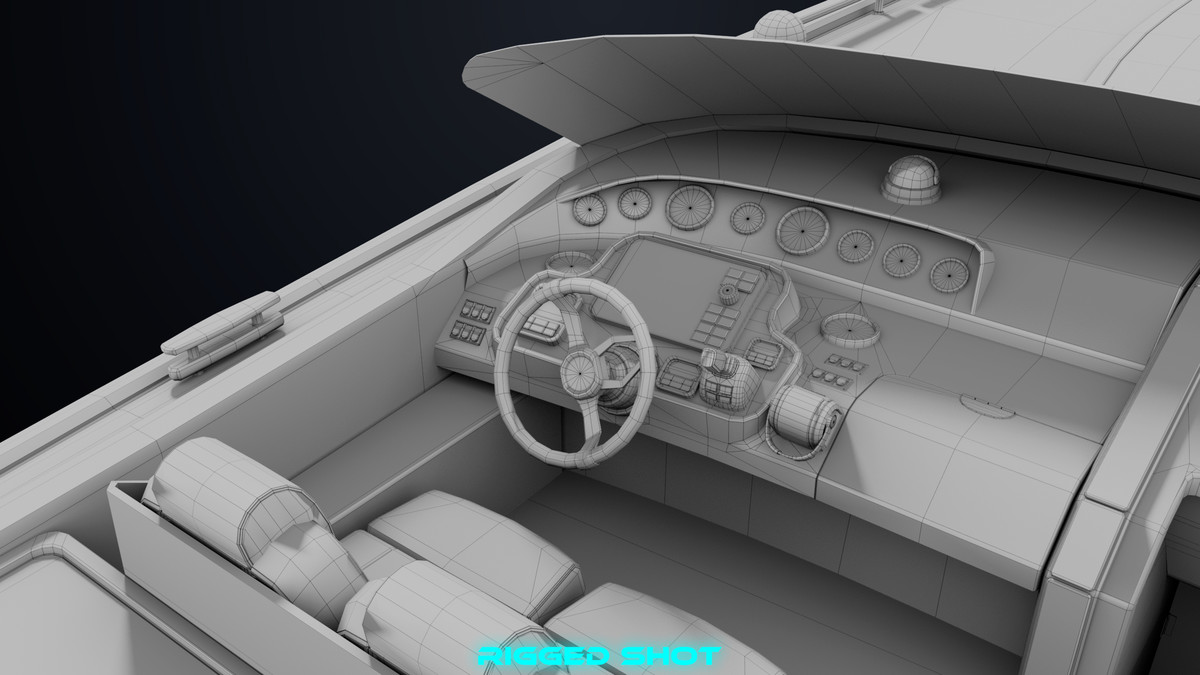 Yacht Boat 01 Black with Interior HDRP URP Textures