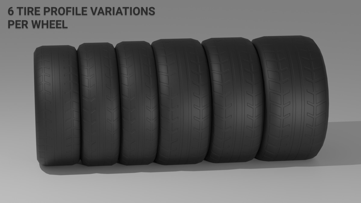 Car Wheels - BIG Low Poly pack (Mobile Ready)
