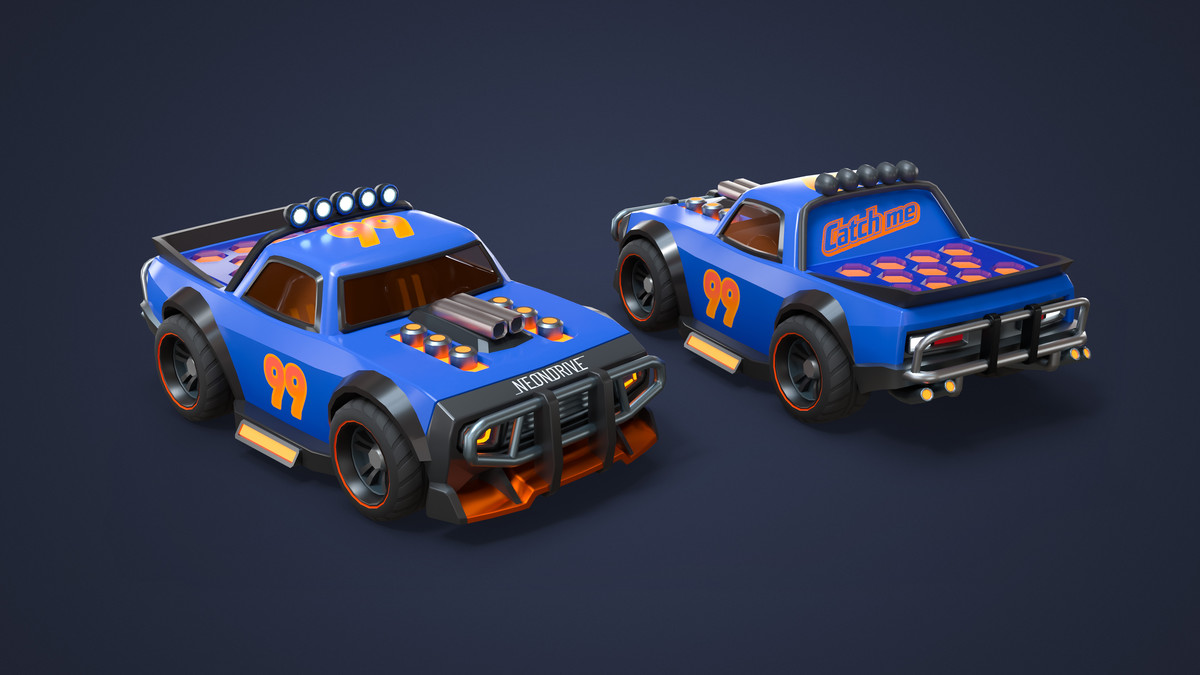 Modular Cyber Racing Cars - Low Poly 3D Models