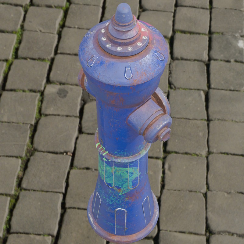 Rusty Fire Hydrant – Low Poly PBR with LODs (4 Variations)