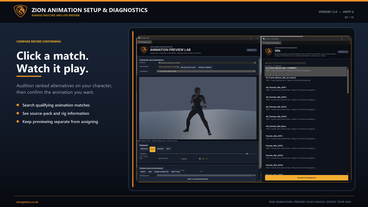 Zion Animation Setup & Diagnostics