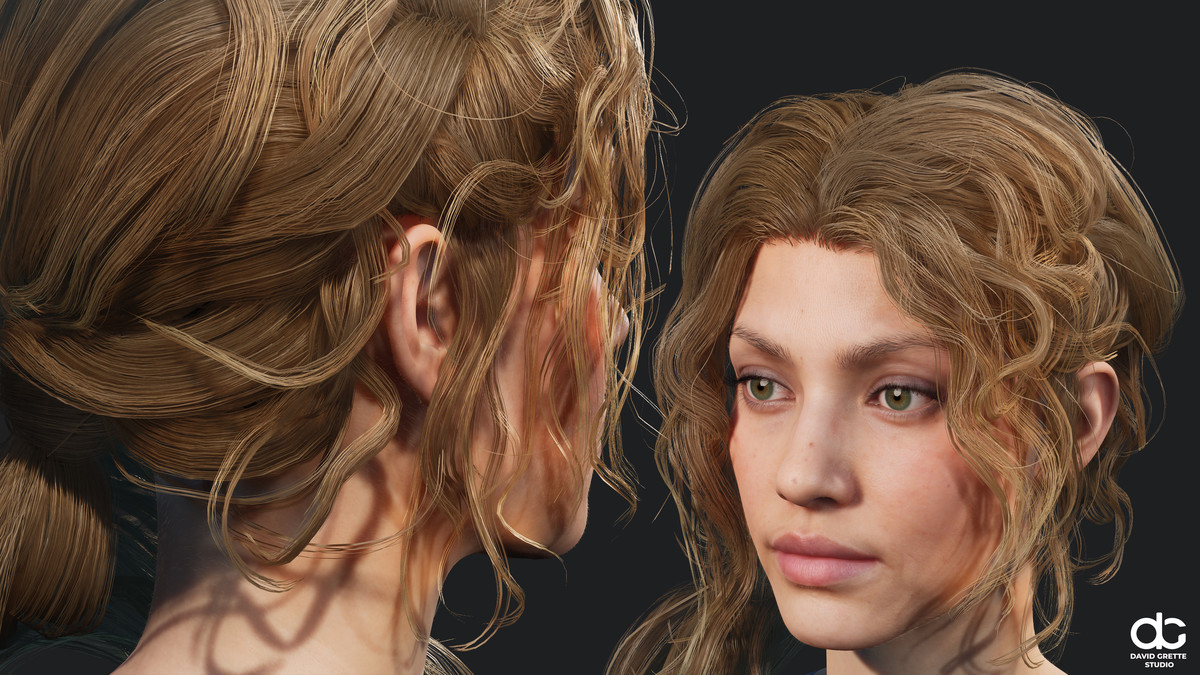 Realistic female hairstyles, pack #3 | Rigged hair, game-ready, low-poly
