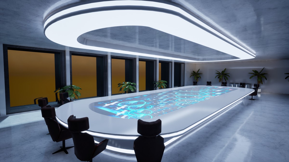 Futuristic Conference Room – Sci-Fi interior meeting hub
