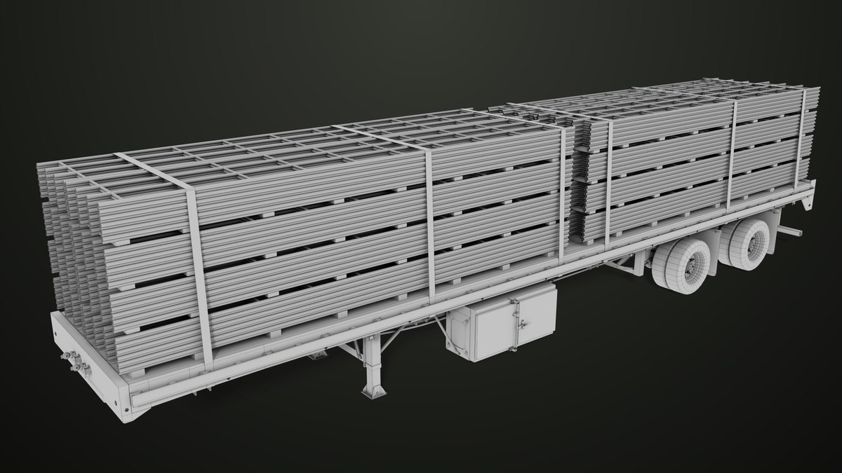 Heavy Truck 04 Flatbed Load Trailer URP HDRP Textures