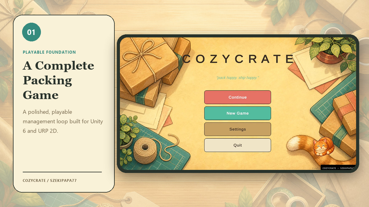 CozyCrate - Complete 2D Packing & Management Game Template
