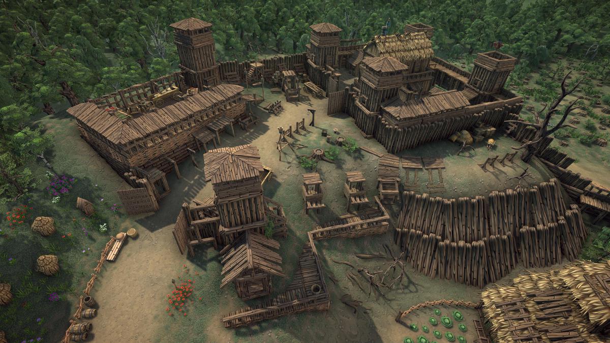 Stylized fantasy pagan village