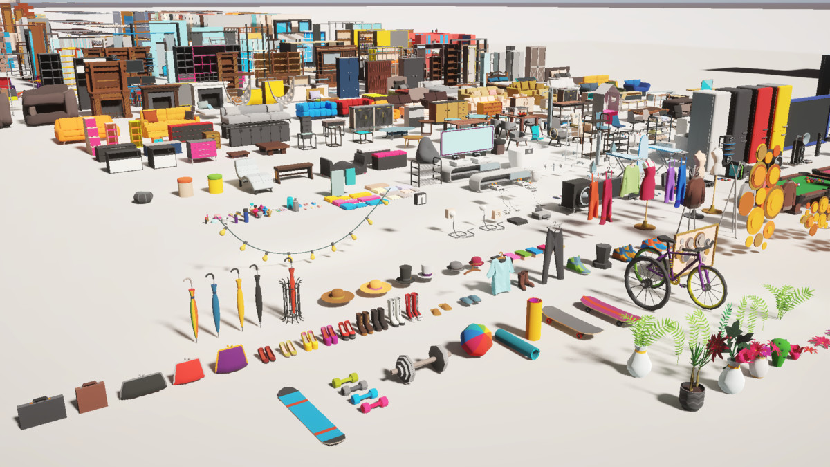 Low Poly 15 Rooms 1000+ objects Vol.2