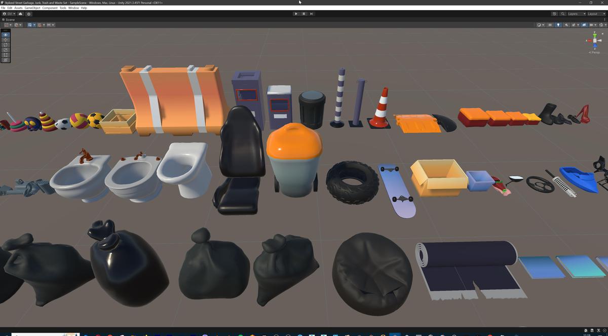 Lowpoly Stylized Street Garbage, Junk, Trash and Waste Set - 328 gameready props