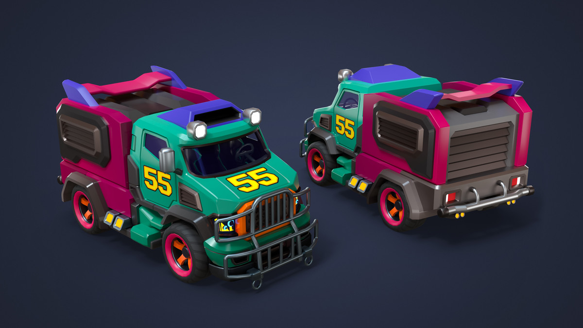 Modular Cyber Racing Cars - Low Poly 3D Models
