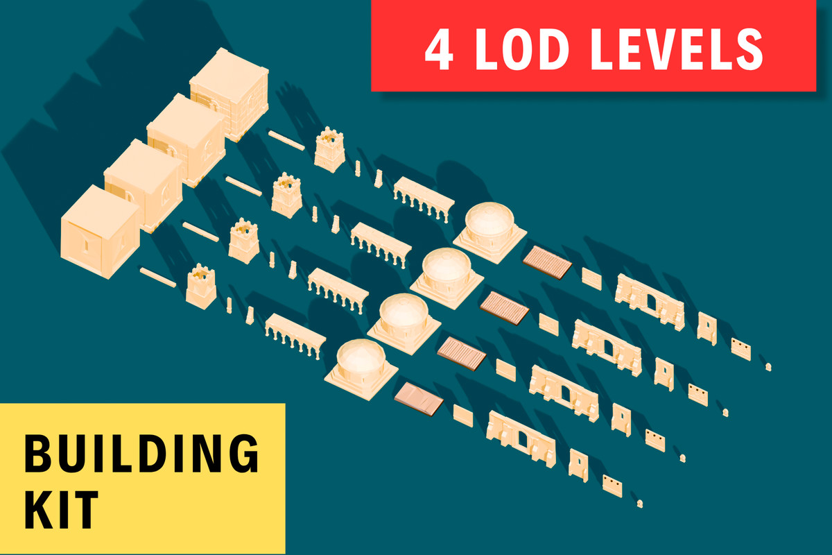 Low Poly Modular Medieval Building Kit