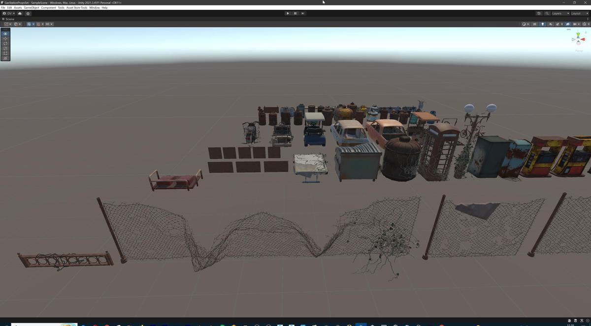 Post-Apocalyptic Junkyard Rusty Gas Station Props Pack (217 3d assets)