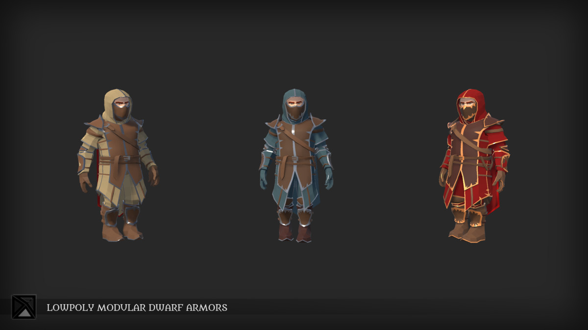 Lowpoly Dwarves Modular Armors Bundle- MEDIEVAL FANTASY SERIES