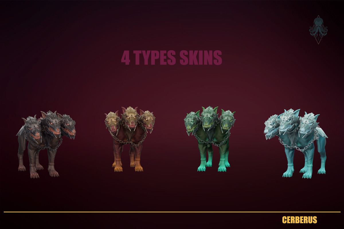 Stylized Modular Demon Cerberus Creature