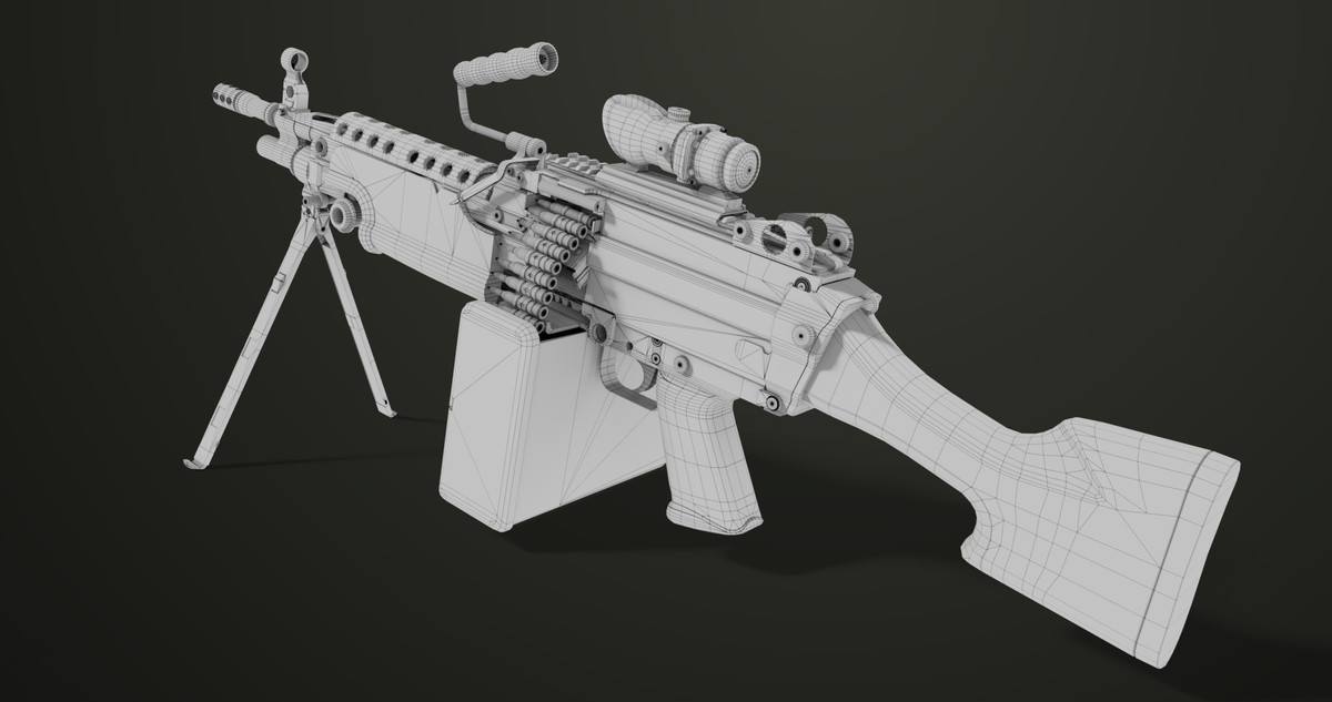 Machine Gun Sandal and Black Ammo Box URP HDRP Textures