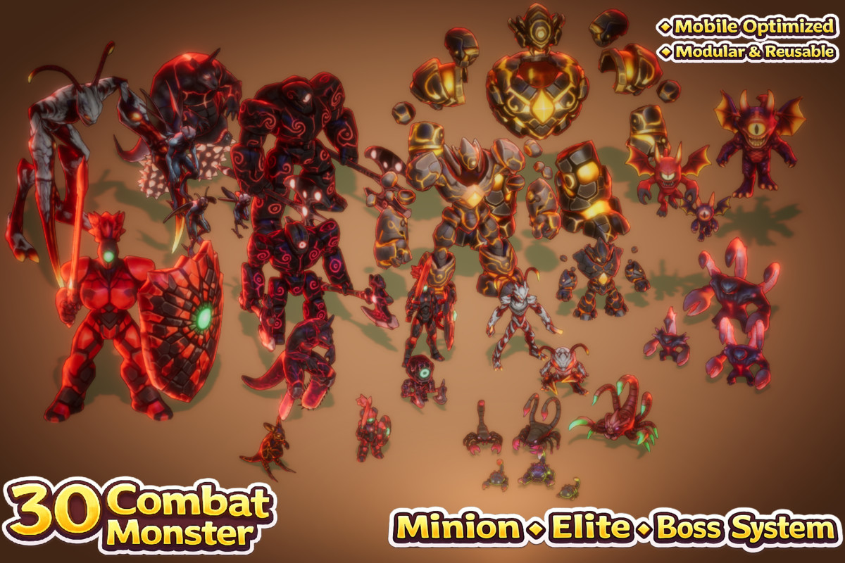 30 Monster Stylized Fantasy Vol 01 (Rig +Anim) - PixeliusVita