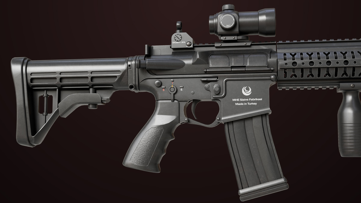 Machine Gun 17 Black URP HDRP Textures