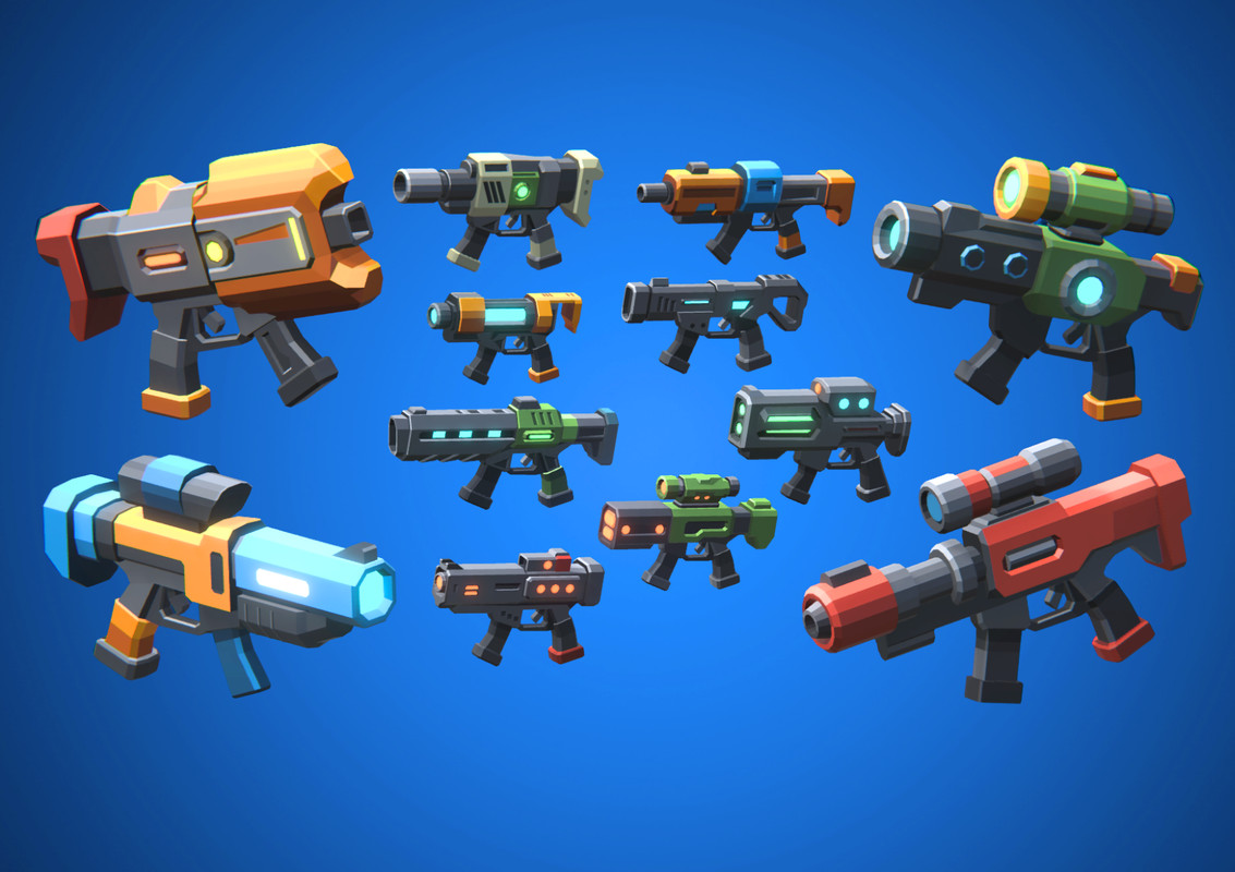 Low Poly Sci-Fi Blaster Pack Vol. 2 - Retro Style