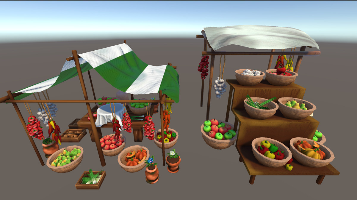 Stylized Hand-Painted Market Stalls & Props