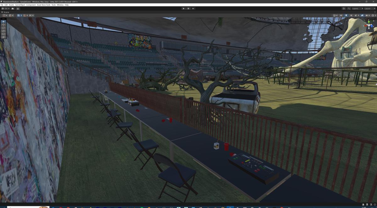 Abandoned Post-Apocalyptic Football Stadium - Modular Environment 3d Level