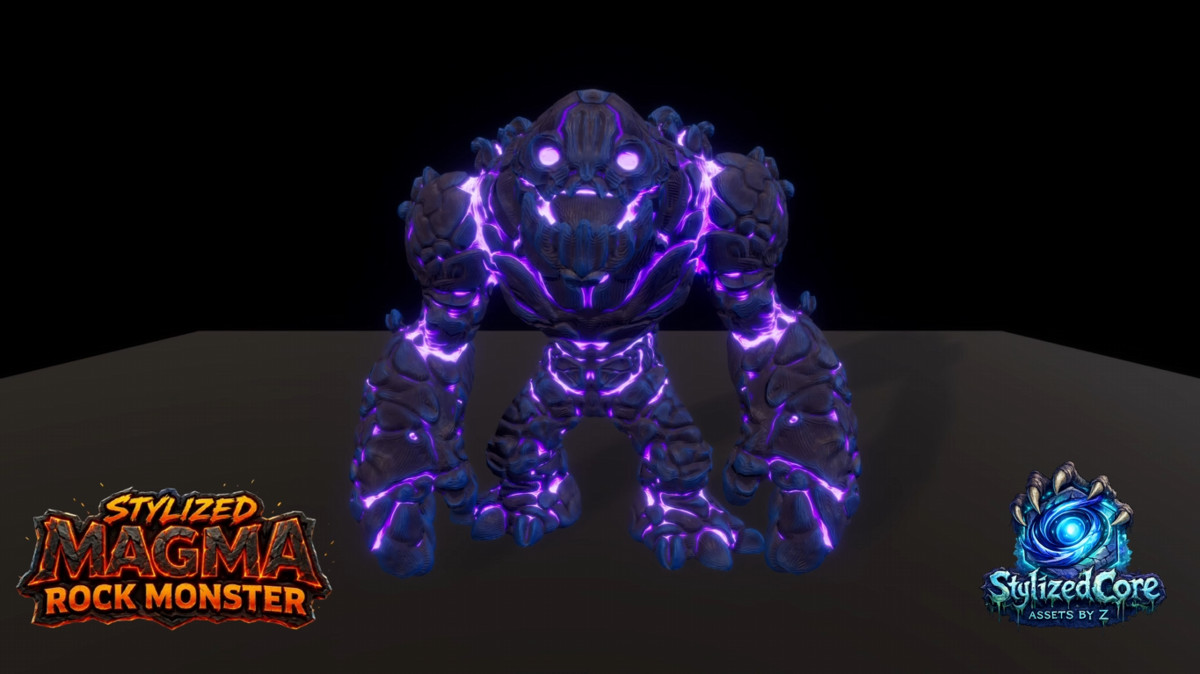 Magma Rock Monsters Pack 1 - 4 Stylized Animated Creatures (LOD + Skins)