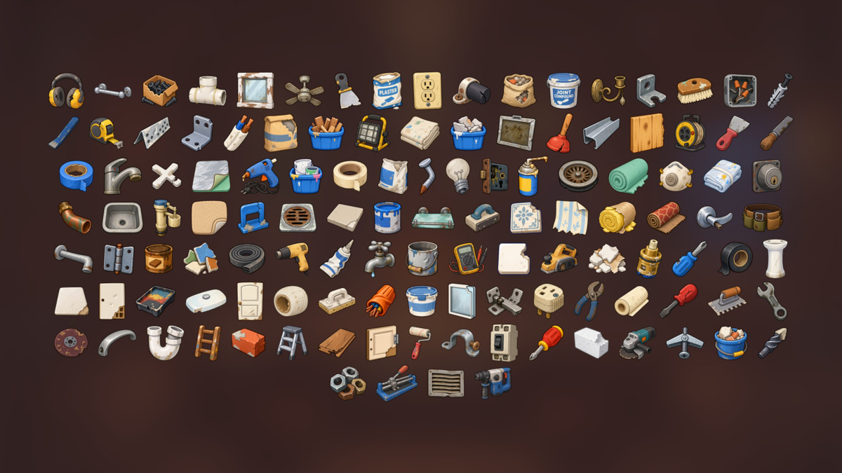 Home Renovation Construction Plumbing Electrical Repair Tools Icons Pack