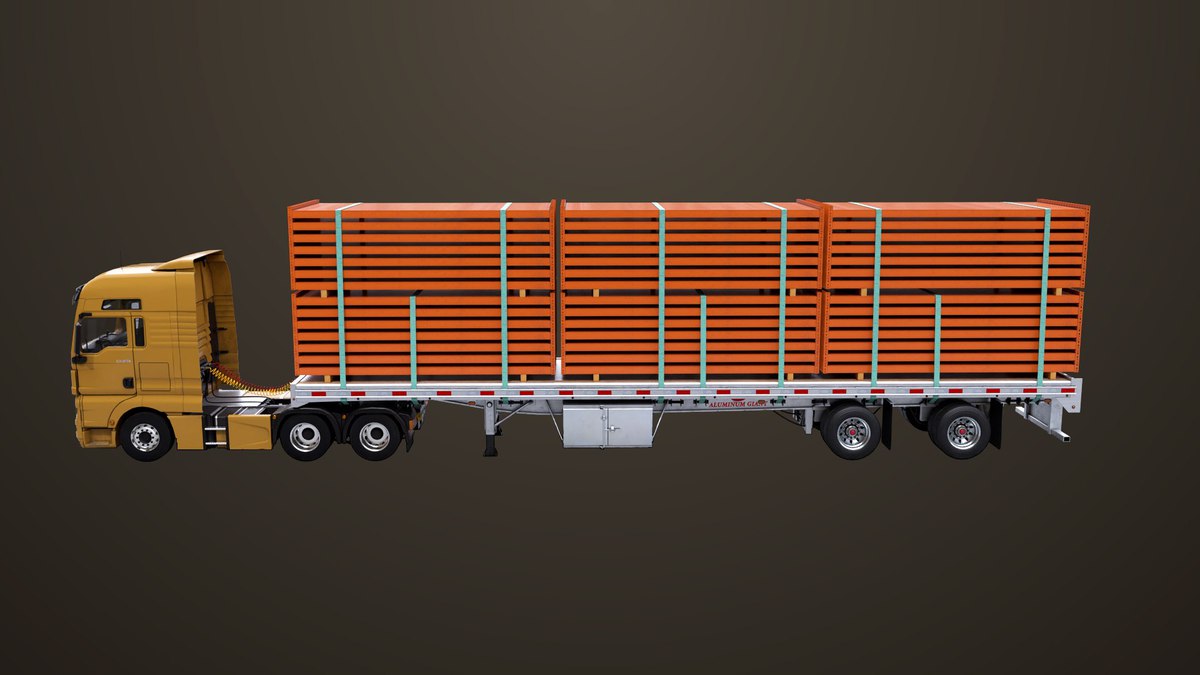 Heavy Truck 04 Flatbed Load Trailer URP HDRP Textures