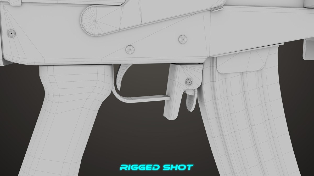 Machine Gun 13 Wood Handle URP HDRP Textures