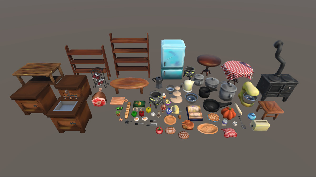 Stylized Hand-Painted Cozy Kitchen Props