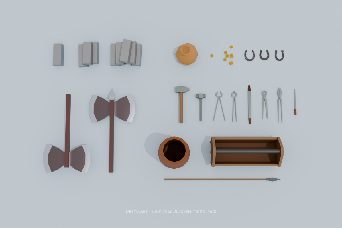 Low Poly Blacksmithing Pack