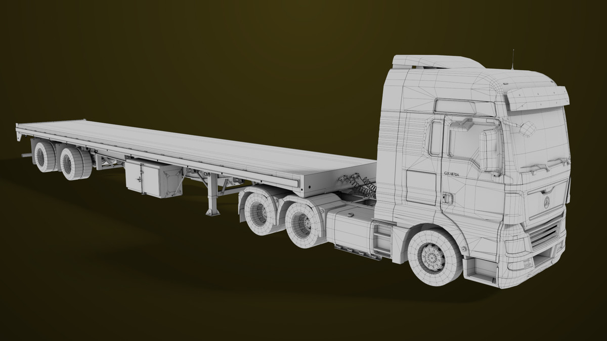 Heavy Truck 04 Flatbed Load Trailer URP HDRP Textures