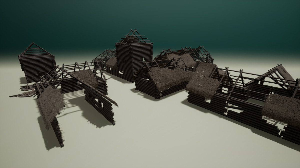 Medieval Modular Slavic Houses Building Kit (Plus Burnt versions)