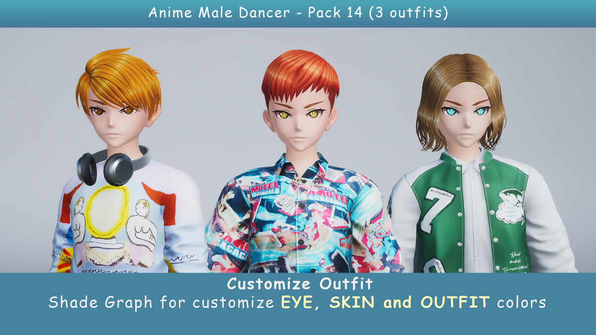 Anime Male Dancer - Pack 14 (3 outfits)