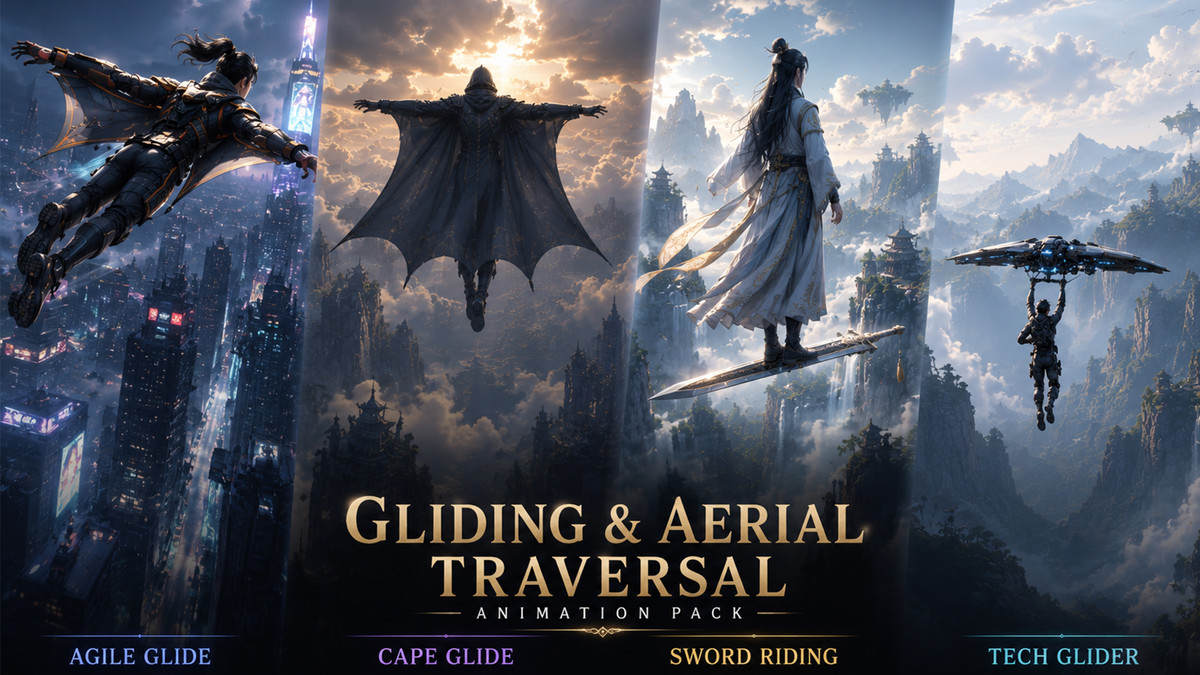 Gliding & Aerial Traversal Animation Pack
