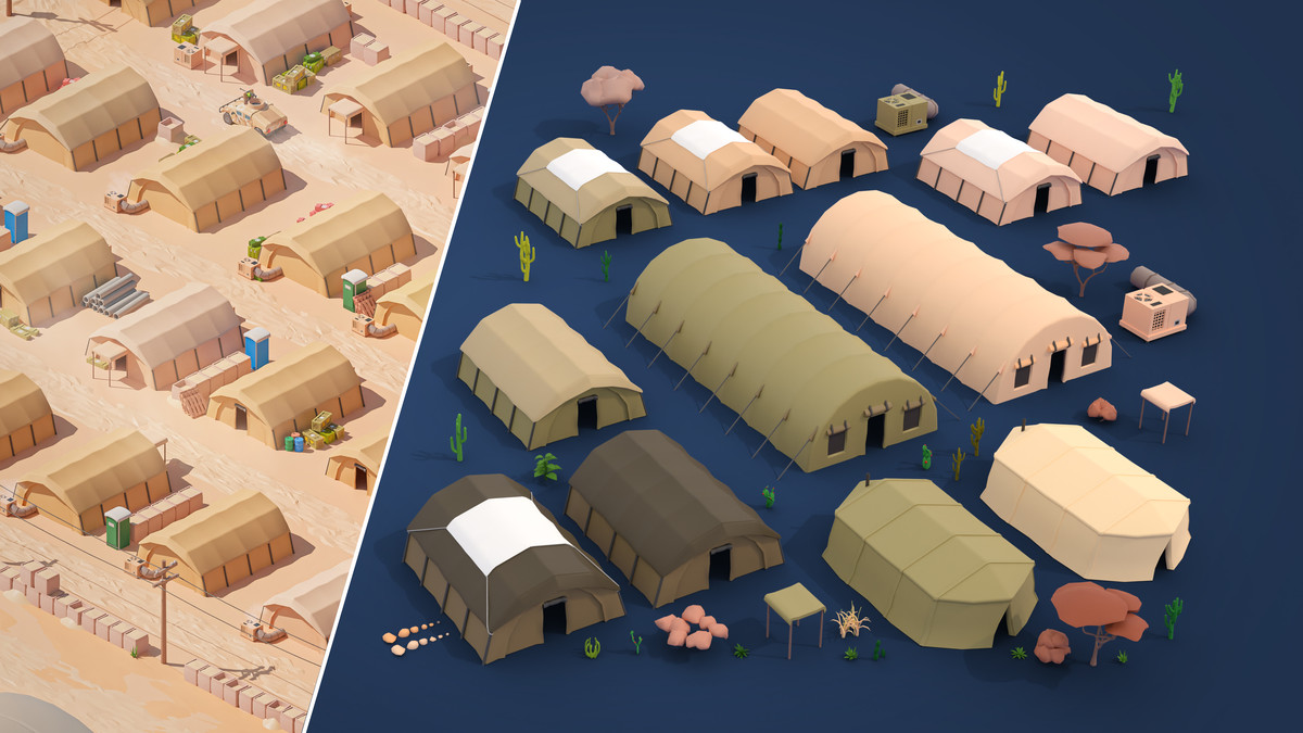 Military Desert - Low Poly 3D Models Pack