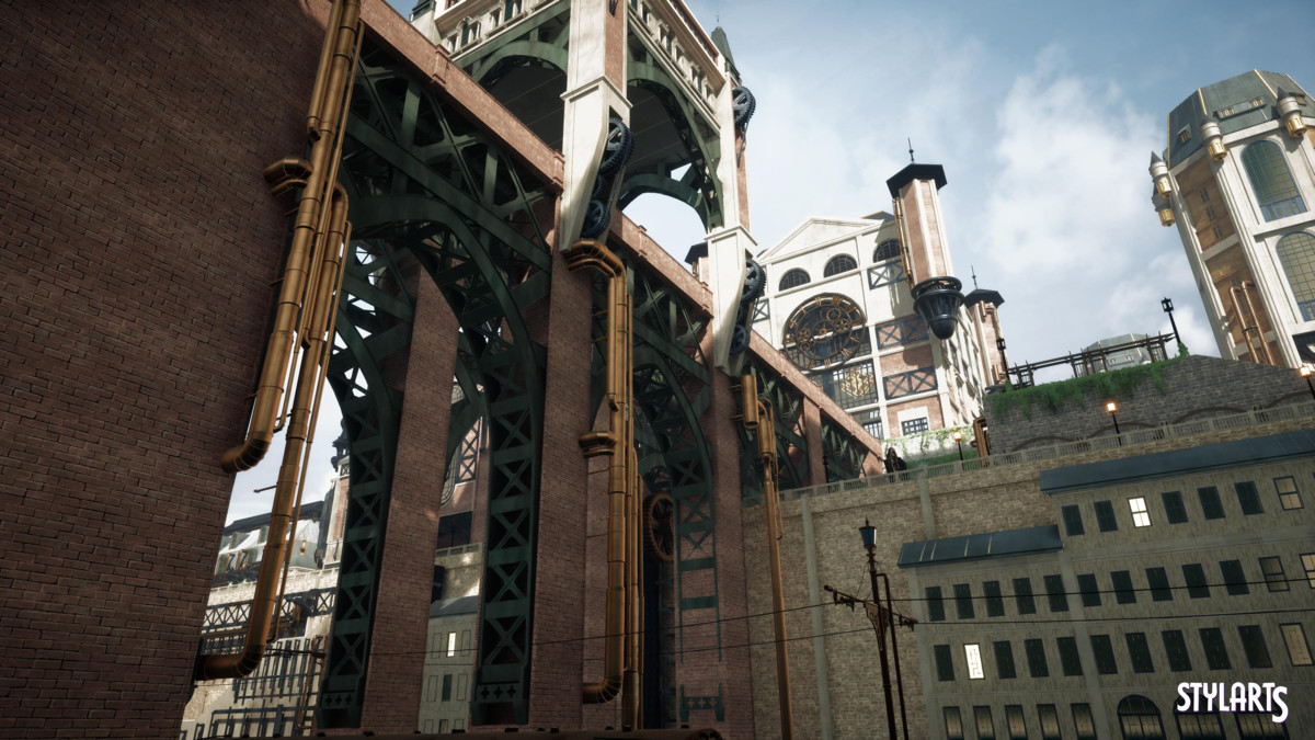 Stylized Steampunk City, image 12