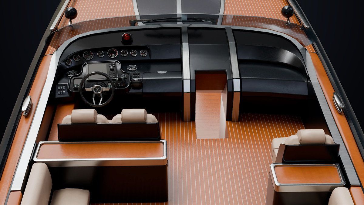 Yacht Boat 01 Black with Interior HDRP URP Textures