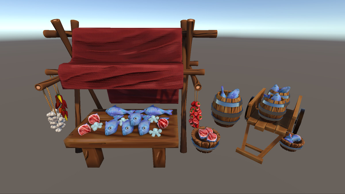 Stylized Hand-Painted Market Stalls & Props