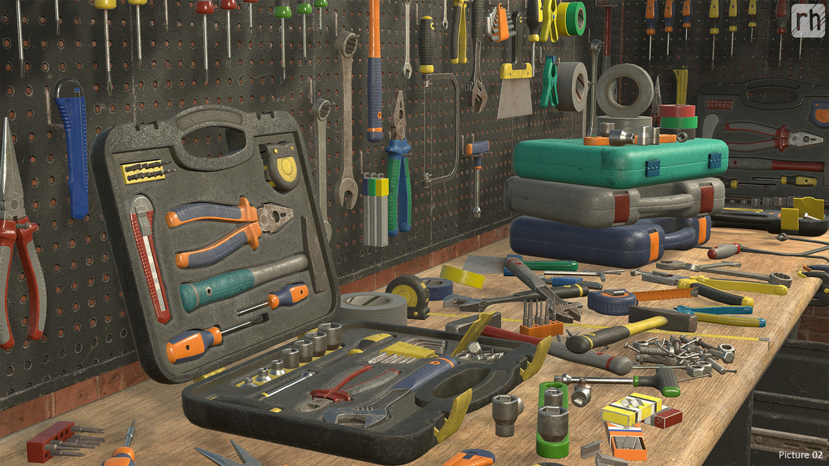Workbench Hand Tools PBR Game-Ready Vol. 1